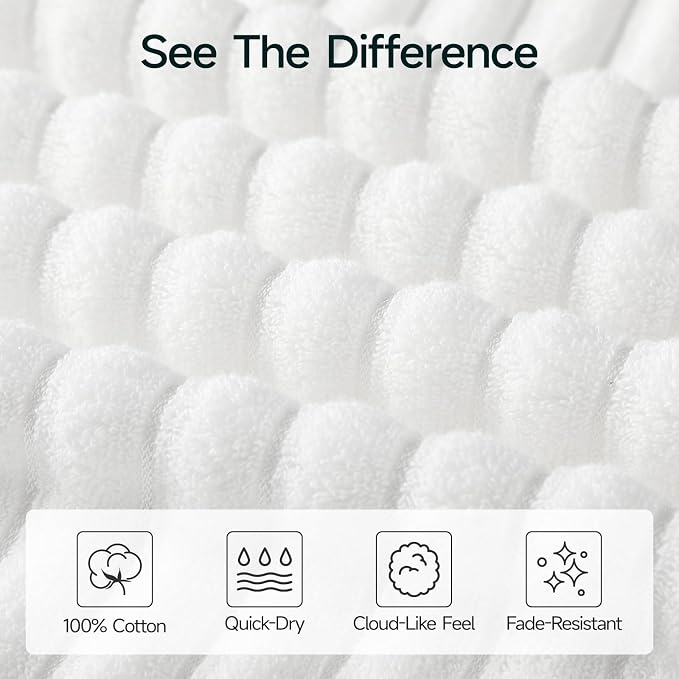 REDKISS 2 Pack Large Bath Towels 31×63 inches, 100% Cotton, Super Soft and - Image 6