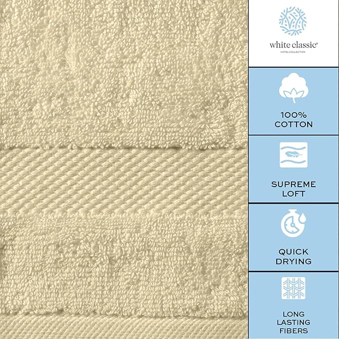White Classic Luxury Bath Towel Set of 8 Pieces - Image 7