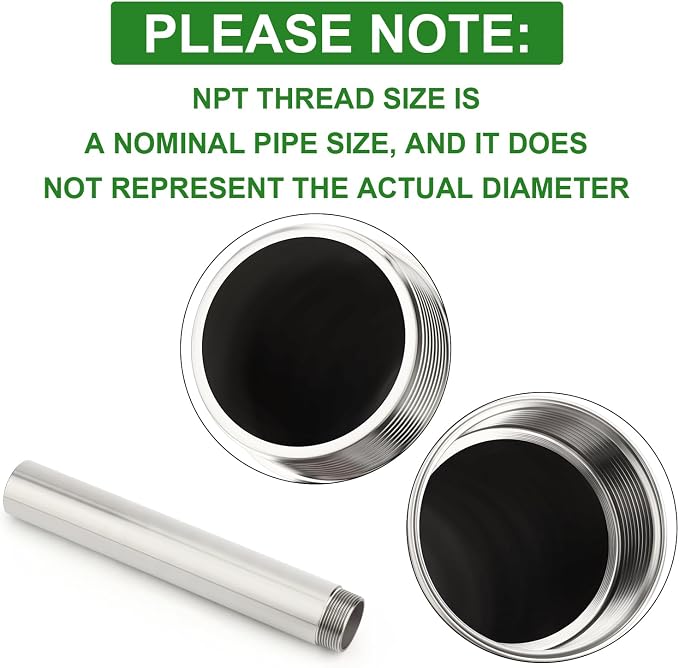 TAISHER 1PCS Stainless Steel Pipe Fittings, 1-1/4" NPT Male x 1-1/4" NPT Female - Image 4