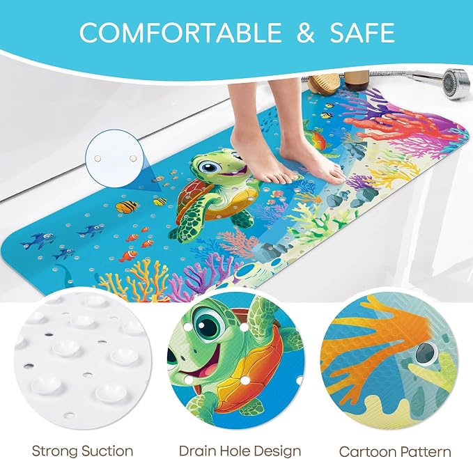 SHUCHING Baby Bath Mat for Tub Non Slip-40 X 16 Inch, Extra Long Kids Bathtub - Image 4