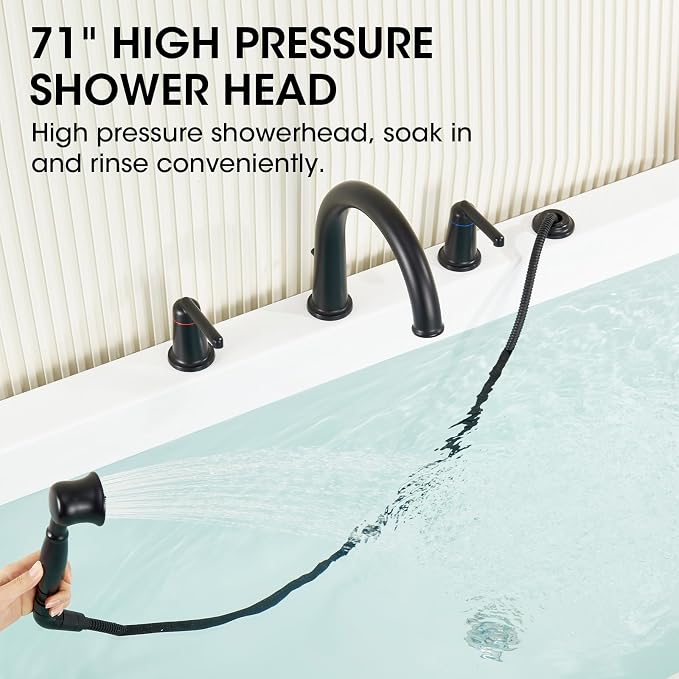Roman Tub Faucet Set with Hand Shower, KRUZOO Bathtub Faucet Set Trim Kit with - Image 5