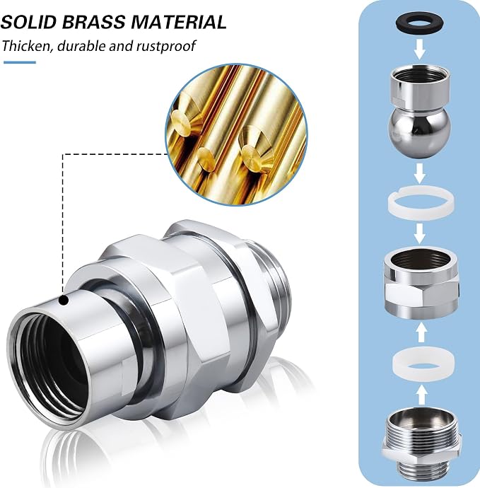Shower Connector Ball Joint Shower Head Swivel Ball Adapter，Solid Brass - Image 7