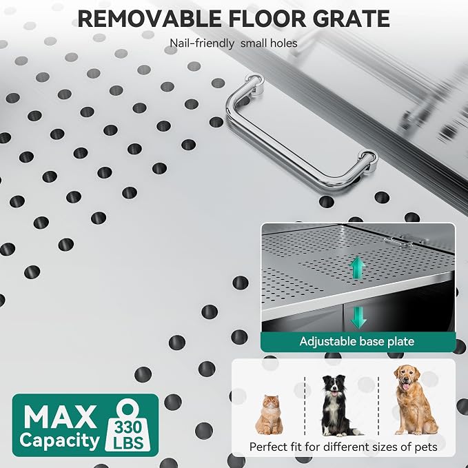 YITAHOME Professional Dog Bathtub 50in, Stainless Steel 304 Dog Bathing Station - Image 3