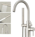 Freestanding Bathtub Faucet Brushed Nickel Tub Filler Floor Mount Free Standing by RyuwankuBathroomFaucet
