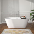 59 Inch Freestanding Acrylic Bathtub White Roll Top Soaking Tub by Yurshen