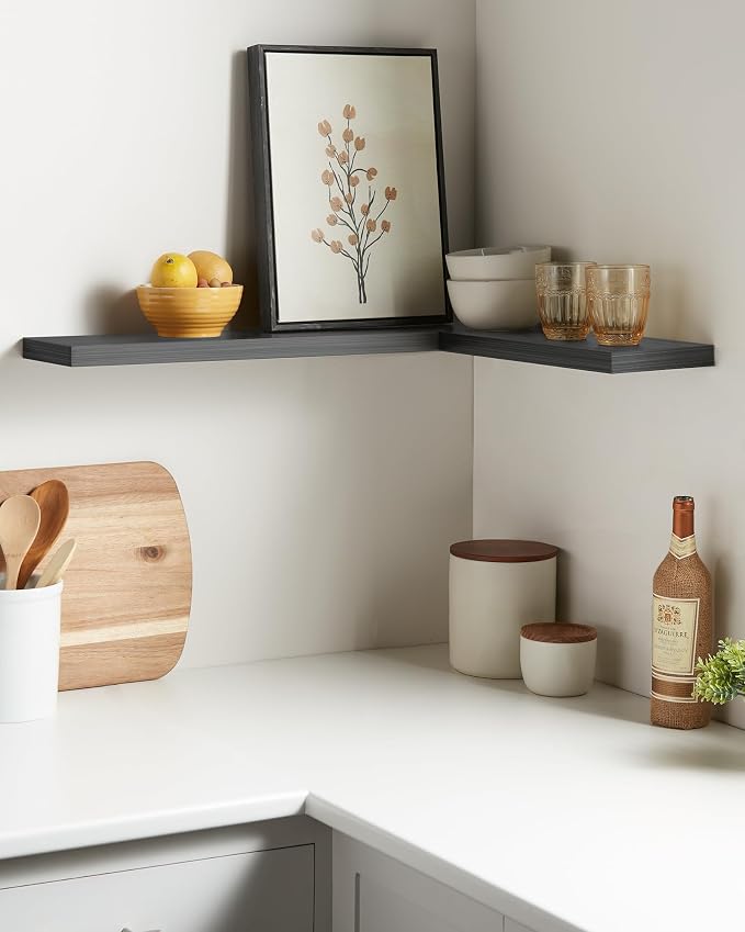 BAYKA Floating Shelves Grey, 22.5 inches Rustic Wood Wall Mounted Shelves - Image 2
