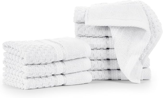 Ample Decor Christmas White Wash Cloth Set of 10 100% Cotton - Image 7