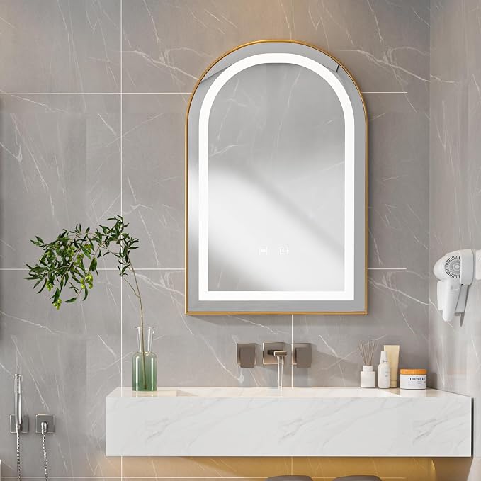 LED Bathroom Mirrors with Lights, 3 Colors Dimmable, Wall Mounted Lighted by Unknown