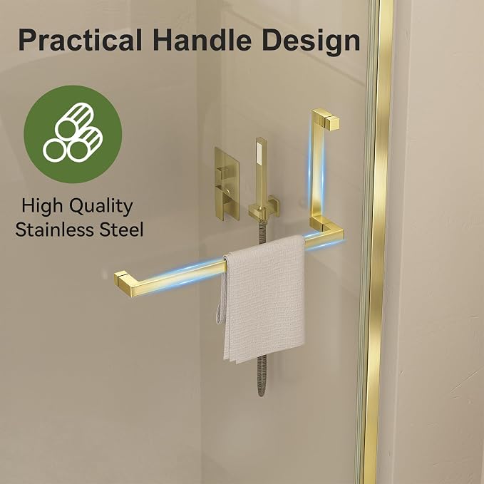 Frameless Pivot Shower Door 33-34" W x 72" H, Pivot Swing Shower Glass Door - Image 2