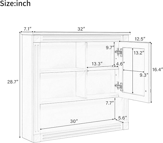 32'' Black Bathroom Wall Cabinet - Image 2