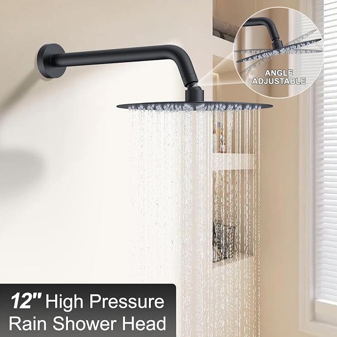 KOJOX 12-Inch Matte Black High-Pressure Shower System: Complete Set - Image 3