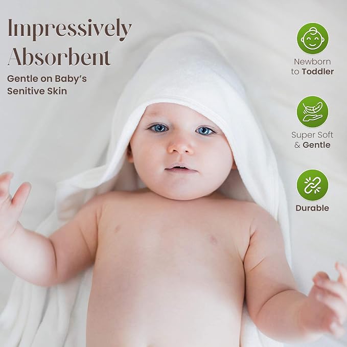 Bamboo Hooded Baby Towel with Face Cloth – 3 Hooded Towels & 3 Washcloths – - Image 2