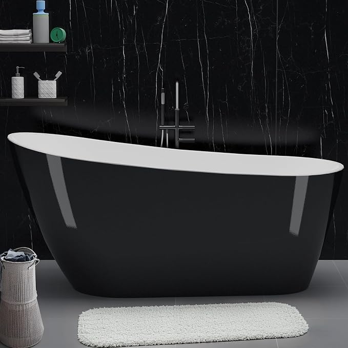 Freestanding Bathtub 67 inch Extra Large – Black & White Acrylic Free Standing - Image 3