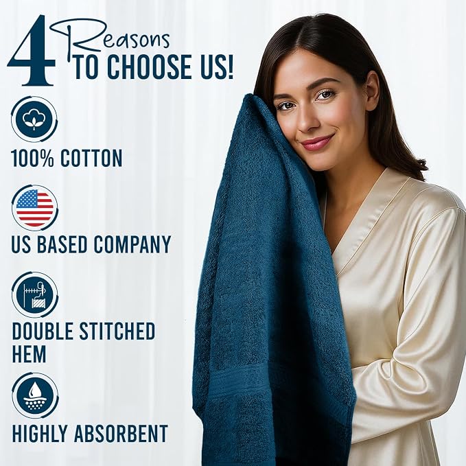 RIVERSIDE 100% Ring Spun Cotton Large Bath Towels Set of 4, 27 x 54 – Quick Dry - Image 5