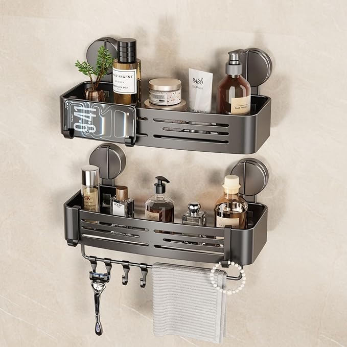 VOLPONE Shower Caddy Suction Cup No Drilling Suction Cup Shower Shelf Aluminum by VOLPONE