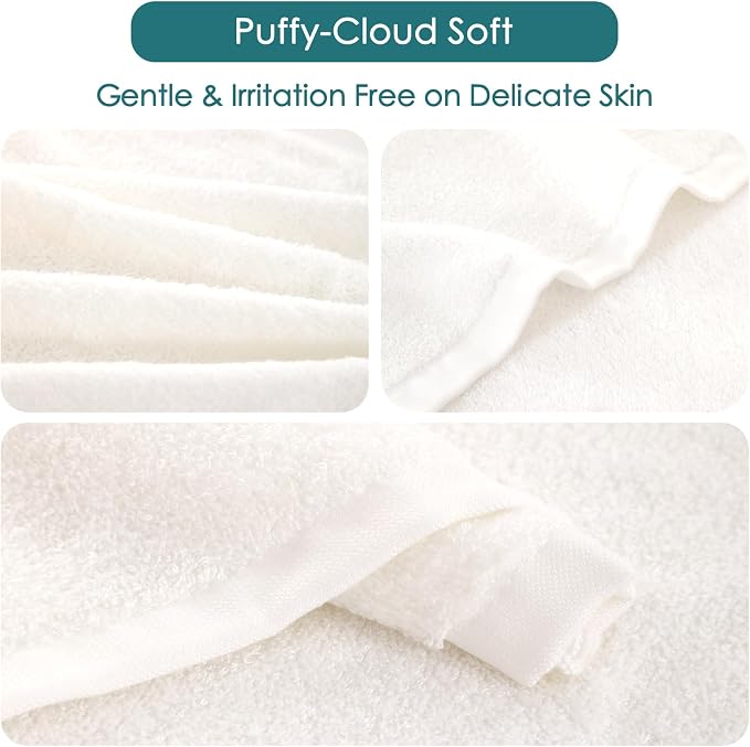 JEFFSUN Face Towels 6 Pack, 13x13 inch Extra Large White Wash Cloths on - Image 8