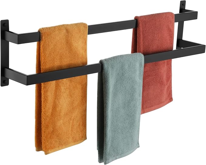 KOKOSIRI Towel Bars Black Bath Towel Holders 32 Inches Bathroom 2-Tiers Ladder by KOKOSIRI