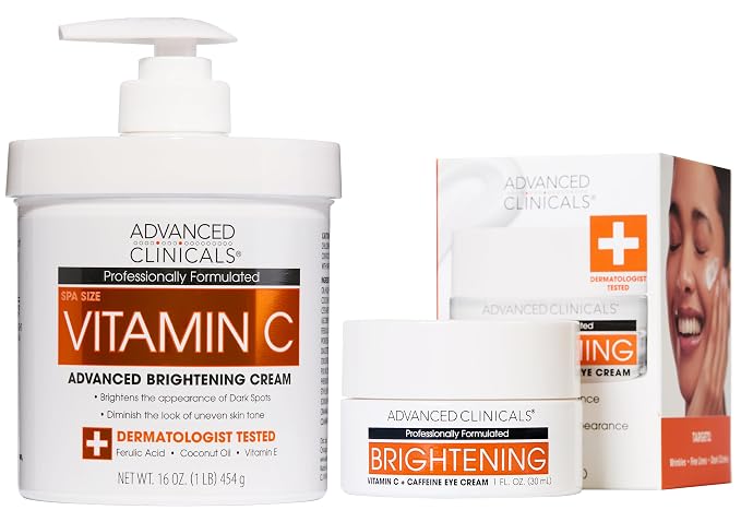 Advanced Clinicals Brightening Vitamin C Body Cream Lotion + Vitamin C & by AdvancedClinicals