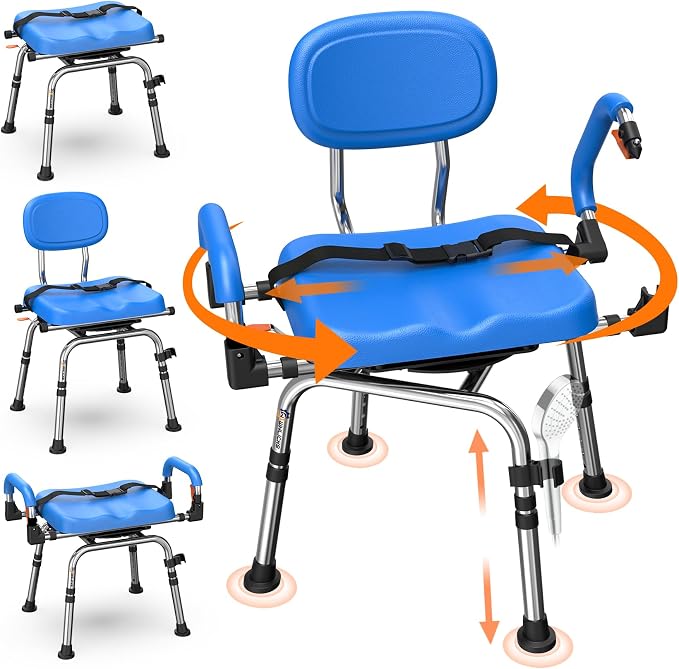 4-in-1 Wide 360° Swivel Shower Chair by WHLICKS