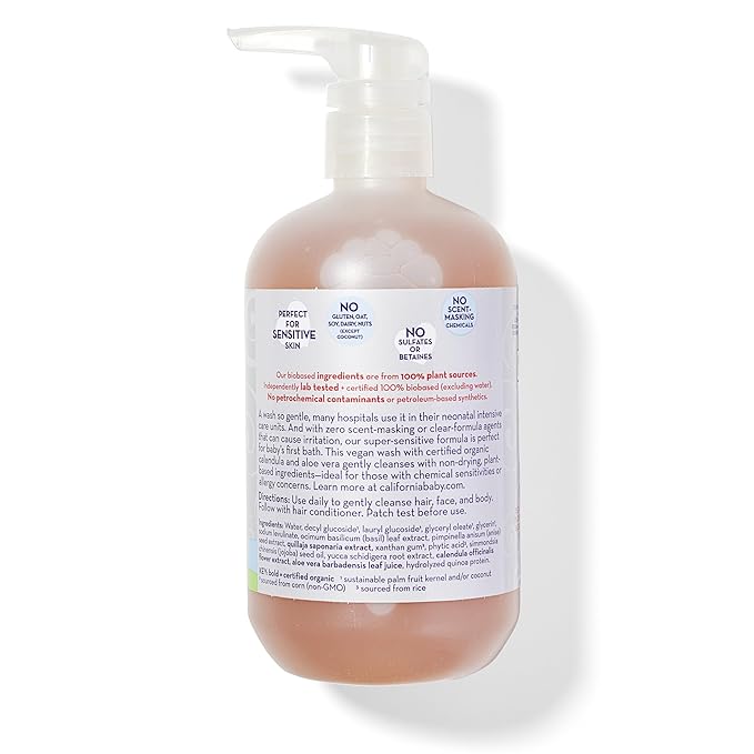 California Baby Super Sensitive Baby Shampoo + Baby Wash | 100% Plant-Based | - Image 2