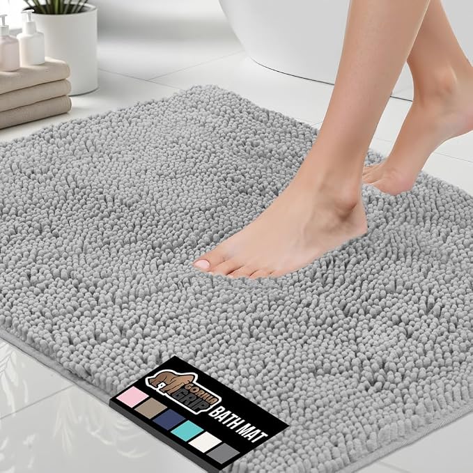 GORILLA GRIP Bath Rug Mat 44x26, Soft Absorbent Chenille, Quick Dry Microfiber by GorillaGrip
