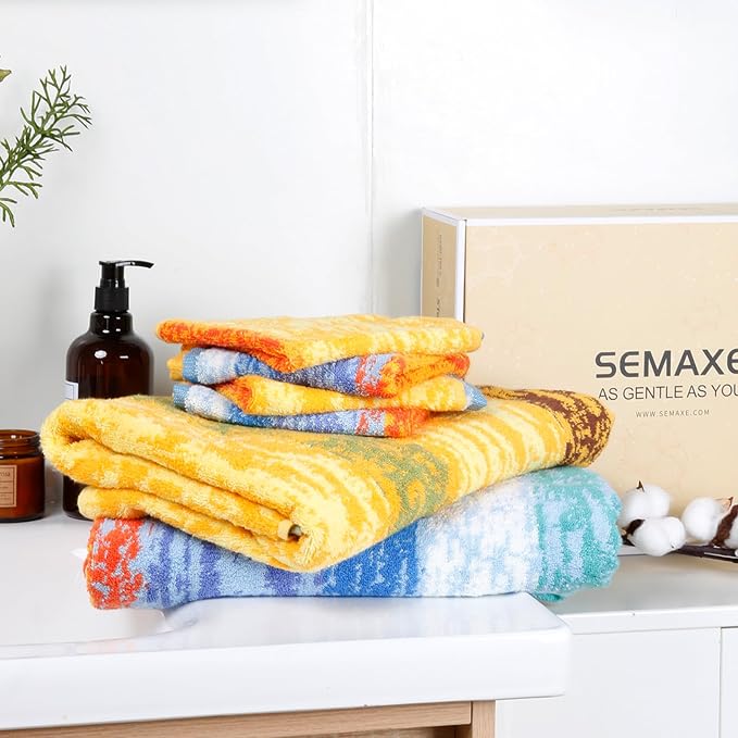 SEMAXE Colorful Bath Towel Set, 100% Cotton Bathroom Towels - Image 8