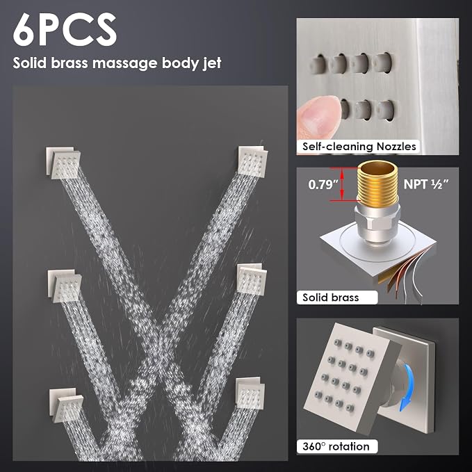 Enga Shower Jets System, 16 inch Ceiling Rainfall Shower System - Image 6