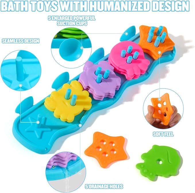 Bath Toys for Kids Ages 1-3 Mold Free Bath Toys Color and Shape Sorting & - Image 4