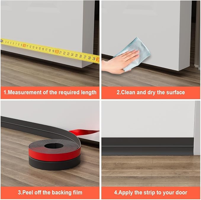 Door Seal Strip for Door Frame, 36ft Silicone Door Gap Filler, Shower Glass - Image 6