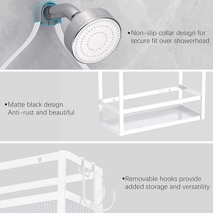 Meangood Shower Caddy 10.4" x 4.5" x 22.04" Hanging Shower Caddy Organizer Over - Image 4