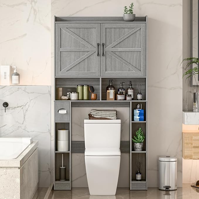 Over The Toilet Storage Cabinet, Farmhouse Toilet Cabinet Rack by Vabches