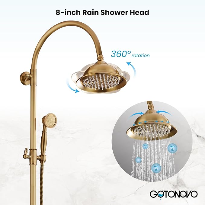 gotonovo Bathroom Classic Exposed Shower Faucet Wall Mount Shower System 8 Inch - Image 4