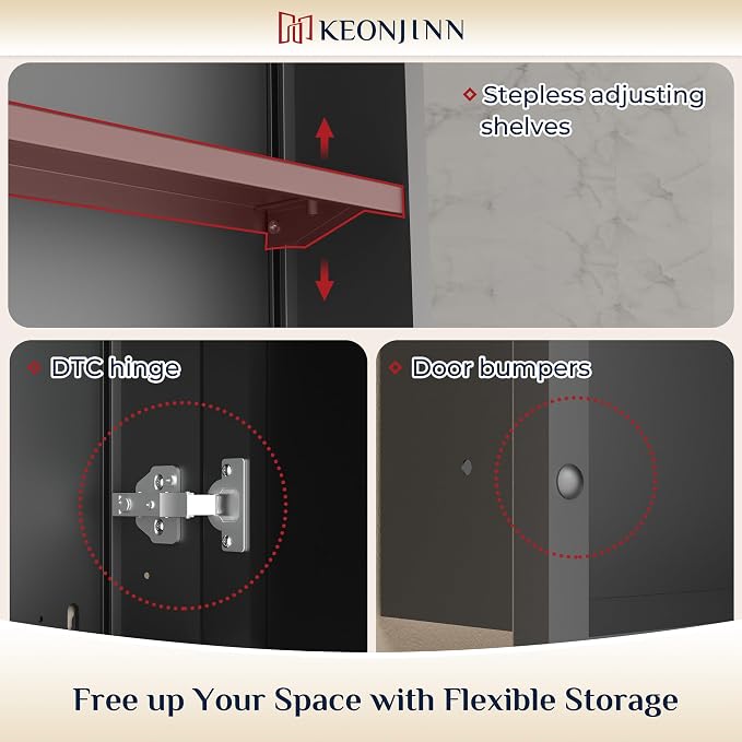Keonjinn 24” x 30” Black Bathroom Medicine Cabinets - Image 5