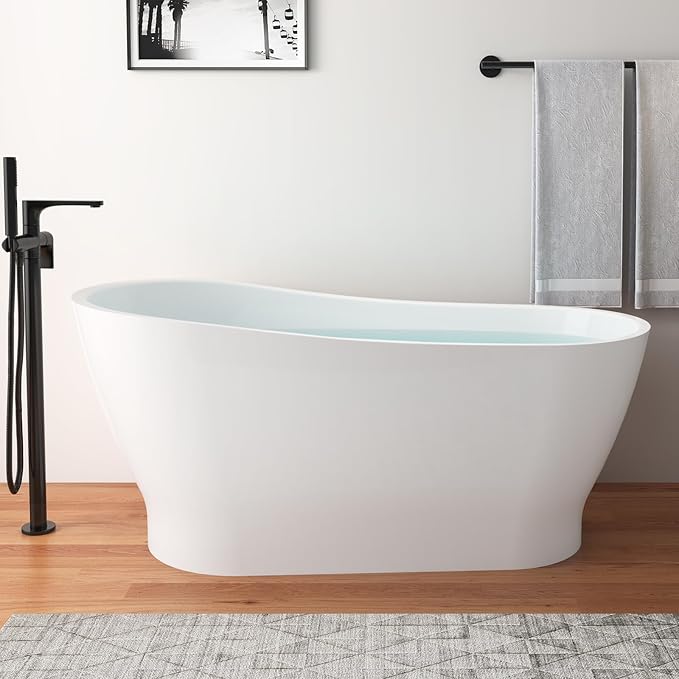 63" Acrylic Freestanding Bathtub, Elegant Skirted Free Standing Tub, Soaking Tub - Image 9