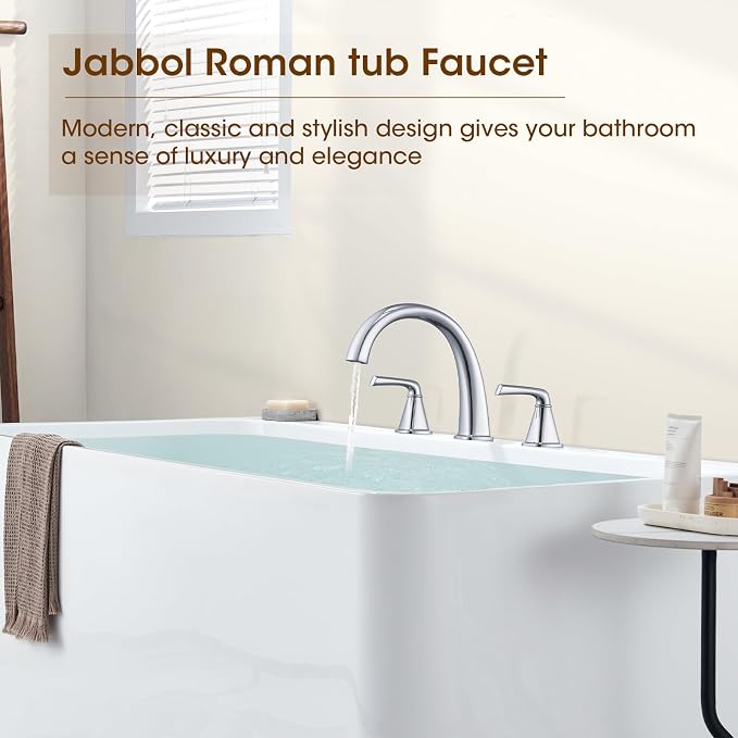 Polished Chrome Roman Tub Faucet, Solid Brass Bathtub Faucet Set - Image 2