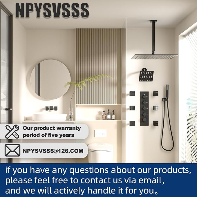 Black Shower Faucet Set Dual Shower Heads - Image 9
