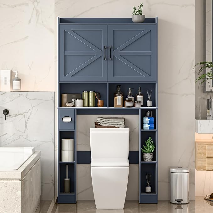 Over The Toilet Storage Cabinet, Farmhouse Toilet Cabinet Rack - Image 7