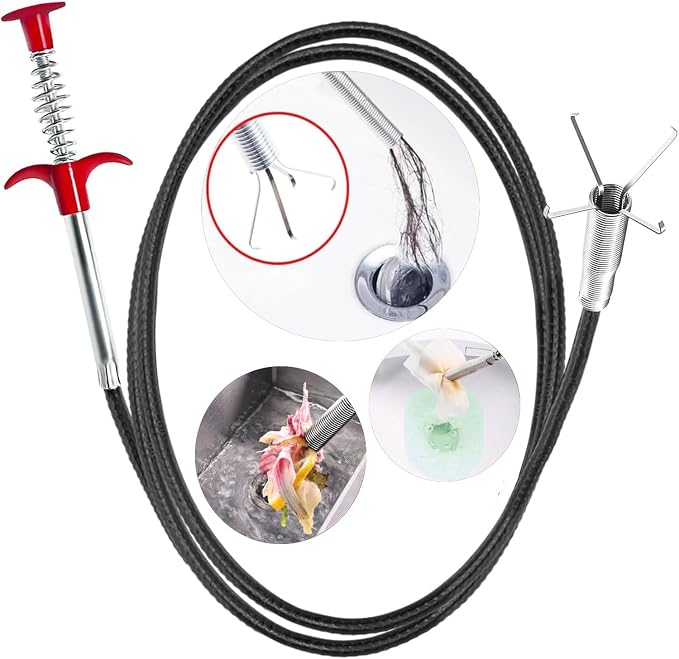 Drain Snake, 33 inch Flexible Grabber Claw Pick Up Reacher Tool, Drain Clog by SHUOGUO