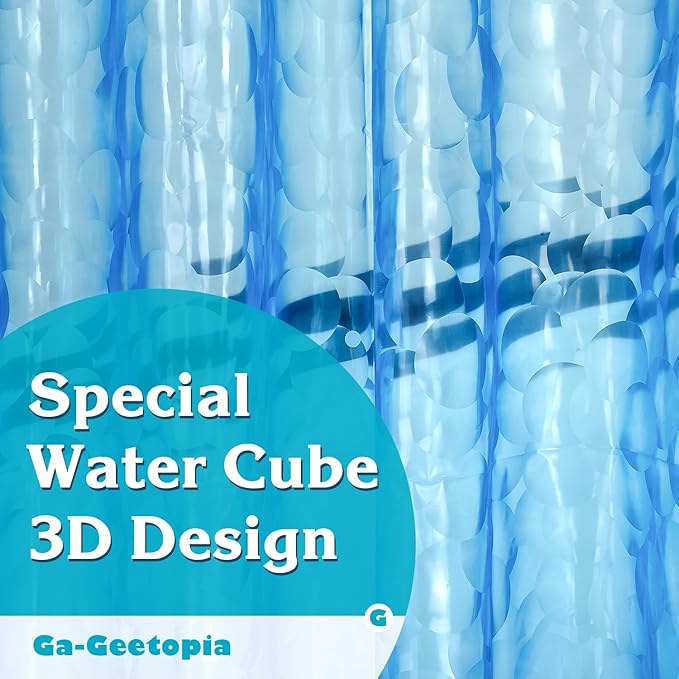 Ga-Geetopia Narrow Size Blue Pearl 3D EVA Stall Shower Curtain Liner, 36x72 - Image 7