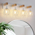 Farmhouse Vanity Light for Bathroom, 4-Light White Wood Bathroom Vanity Light by LIGHTUPYOURLIFE