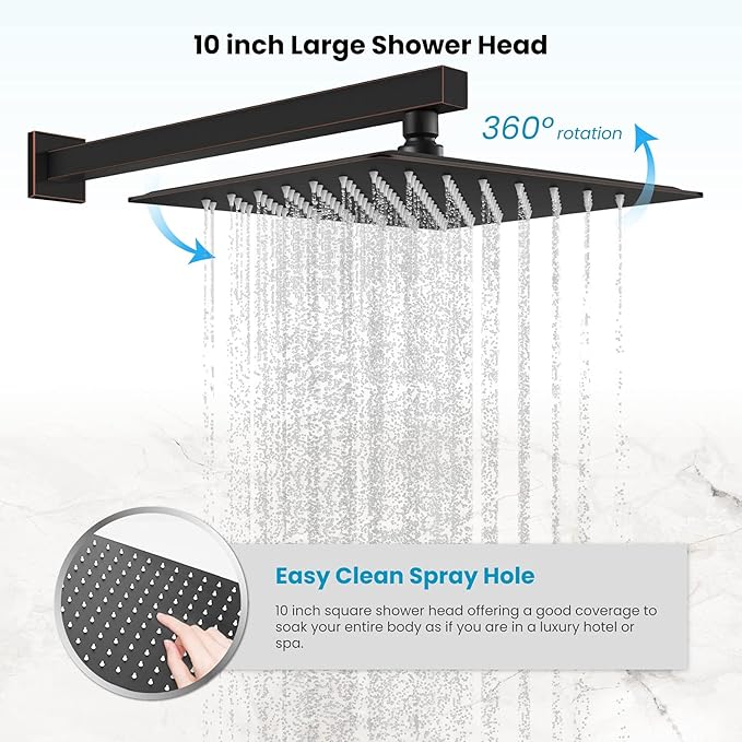 gotonovo Rainfall Bathroom Shower System Rain Shower Head and Handle Set Wall - Image 3
