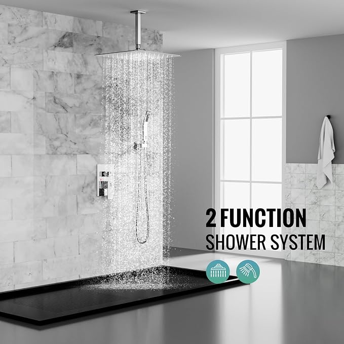 SR SUN RISE 16 Inches Polished Chrome Shower Faucet System Bathroom Luxury Rain - Image 2