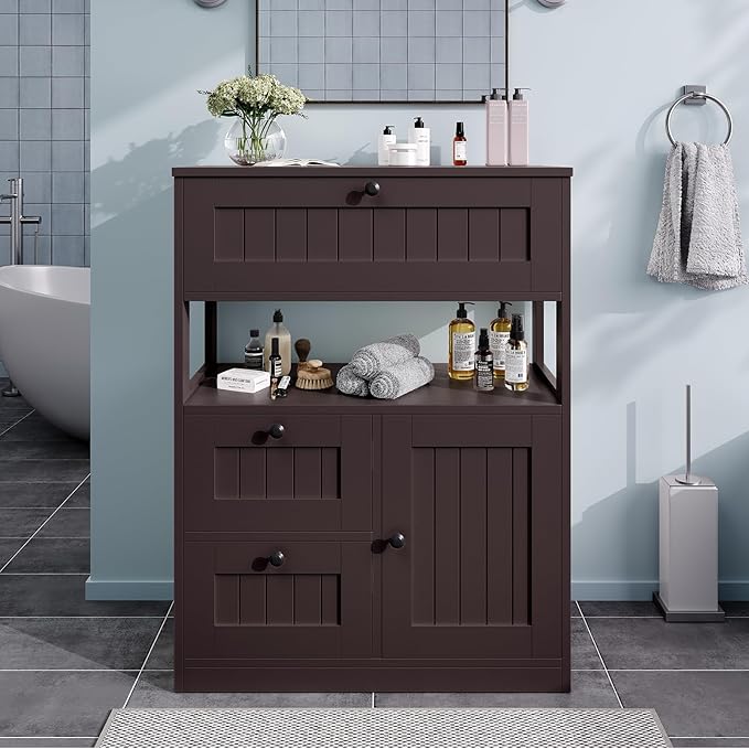 Bathroom Cabinet, Modern Bathroom Floor Storage Cabinet Organizer - Image 3