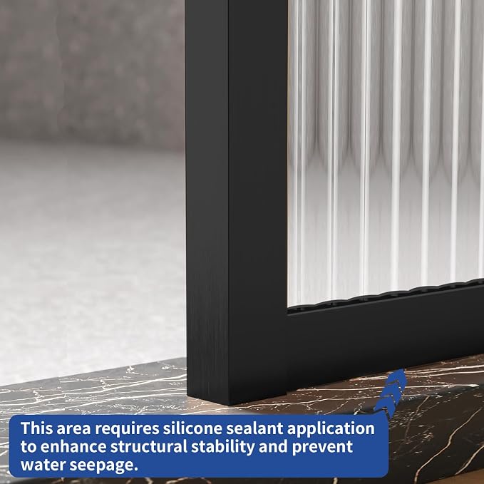 Dimaris Shower Door 30" X 78" Clear Tempered Fluted Glass Framed Shower Screen - Image 3