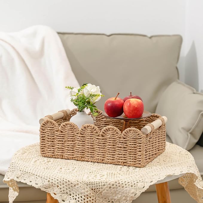 CubesLand Paper Rope Scalloped Edge Decor Baskets - Image 4