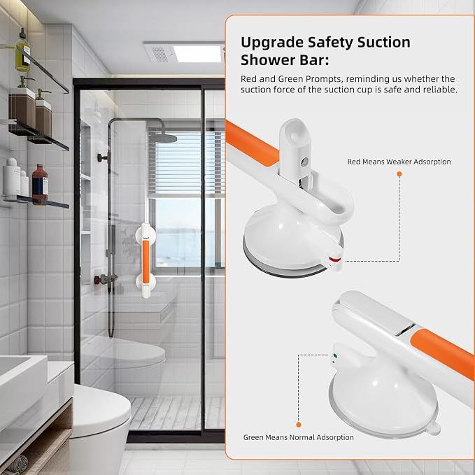 Grab Bar for Bathtubs and Showers, Zynuhmo 12'' Suction Safety Grab Bar - Image 3