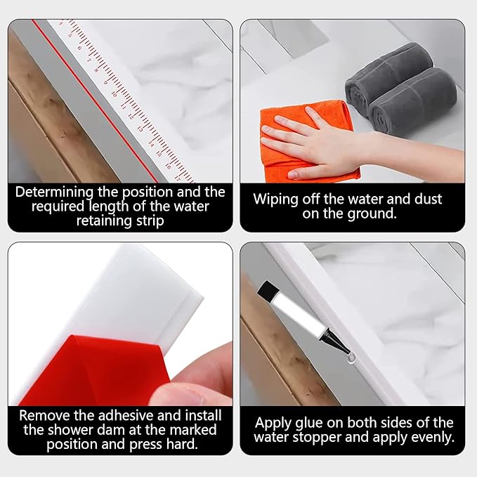 Silicone Shower Threshold Water Dam, Kitchen Sink Splash Guard, Shower Barrier - Image 4