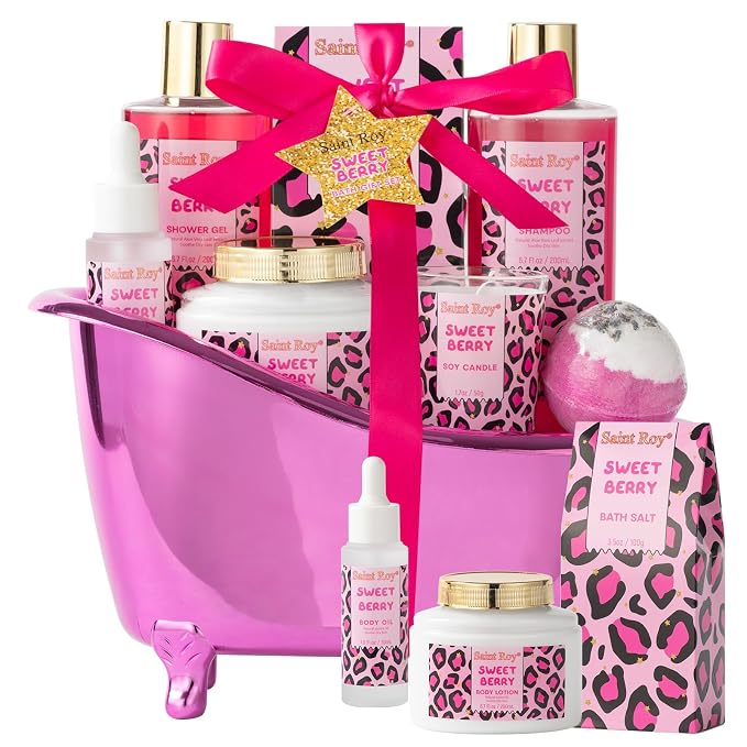 bath body Gifts for Her Home Bath Spa Gift Basket for Women Sweet Berry Bath - Image 9