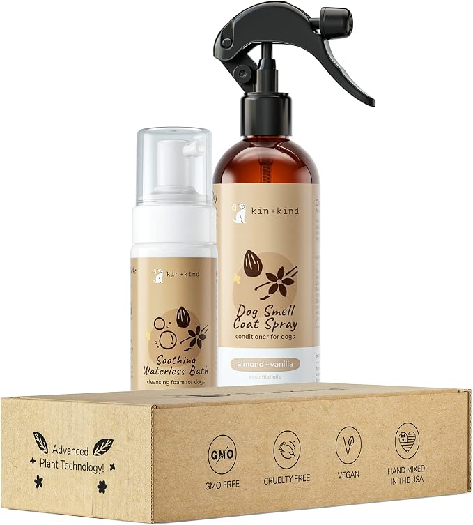 kin+Kind Dry Shampoo and Deodorizing Spray Bundle- Waterless Dog Shampoo & Pet by kinkind