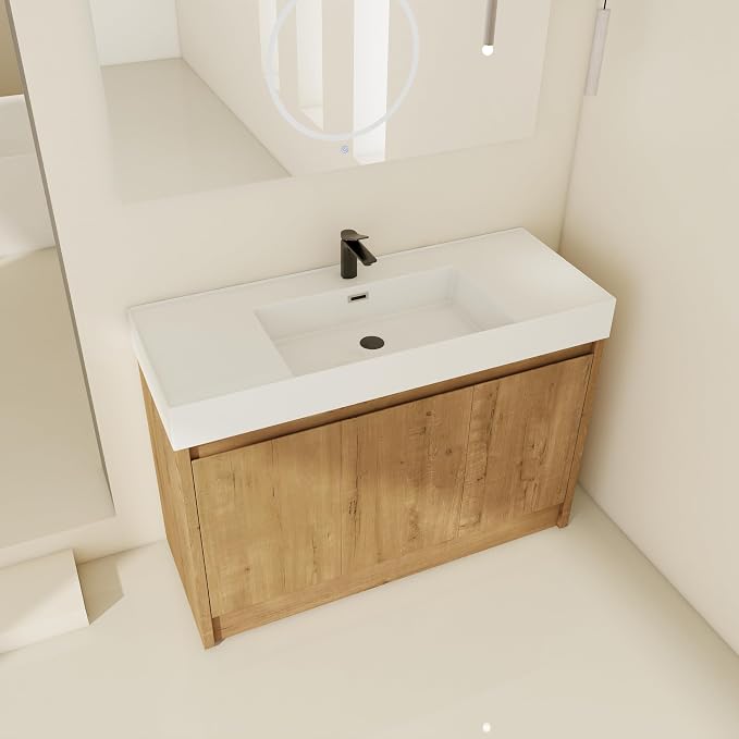 48 inch Bathroom Vanity with Sink, Single Resin Sink Bathroom Cabinet, Modern - Image 8